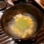 蓬左茶寮 - コーンと翡翠冬瓜の薄葛仕立て