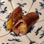 ヤングコーンと三河牛ヒレのインボルティーニ