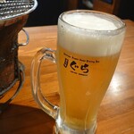 炭火焼肉ぐら - 生ビールお代わり(ぐらグラス)