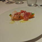 リストランテ カノフィーロ - 台湾マンゴーと大葉　サンダニエーレプロシュート