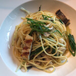 宮島 レ・クロ - 【本日のPasta「あなごのペペロンチーノ」】之ほど迄に重層的な風味を有してゐるペペロンチーノを食べたのは初めてです。あなごも矢張り美味しいですね。