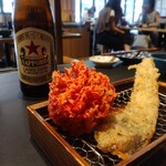 寿司の惑星 - 紅ショウガのかき揚げと穴子の一本揚げ