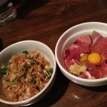 やきとんひなた - 菜の花辛子和えとハツ刺し