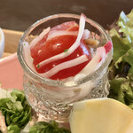 山星 - シュニッツェル(\1,300)　副菜：白身魚のマリネ