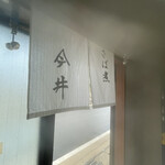 今井食堂 - 店内からの写真、のれんが逆です