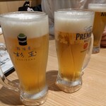 Sushi Sakesakana Sugi Dama - みんな生ビールでカンパ〜イ＼(^o^)／