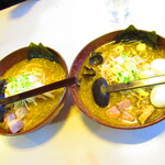 Shirakaba Sansou - ２人の味噌ラーメン　８７０円とサービスのゆで卵（税込）【２０２２年６月】