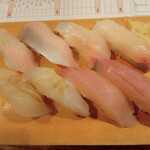 寿司 築地日本海 - シマアジ　カンパチ　ヒラメ　ハマチ