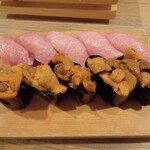 寿司 築地日本海 - 大トロ　ウニ