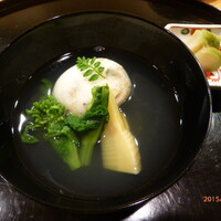 懐石料理 はし本 - あさり真丈と菜の花とタケノコのお椀
