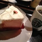 スターバックス・コーヒー - 桜シフォンケーキとホットコーヒー