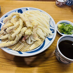 手打うどん はりや - イカ天ざるうどん