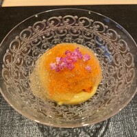 伯雲 - とうもろこしのすり流し　塩水ウニ　フルーツトマトジュレ
