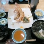あらし - 足赤エビ天ぷら定食（１８５０円）
