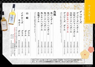 Kani Kamado Honten - ドリンクメニュー02（ウイスキー）