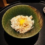 薪鳥新神戸 - 鳥そぼろと筍のご飯 + 卵 + うずらの卵