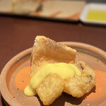 イル アオヤマ - フリット　三河湾の鱧・静岡桑高農園のトウモロコシ・伊勢の鯵