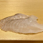 鮨 はしもと - マコガレイ
      身質の密度が高いとでも言いましょうか、プリプリとした食感は、細胞一つ一つが弾ける様な感覚です。
      噛むとその豊かな甘みがじっくりと広がるのです！