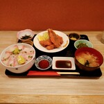 Wagokoro Kagiri - 鰺と鰹のフライと白身のスダチ丼