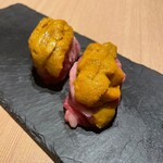 Meat Sushi with sea urchin