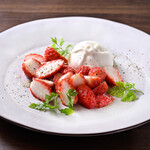 Burrata and seasonal fruit caprese