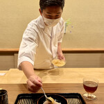 鎌倉 北じま - アジの燻製の冷茶漬け