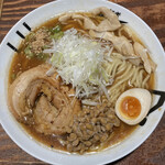 麺者 風天 - 焦がし醤油ラーメン 特盛 納豆トッピング 770円