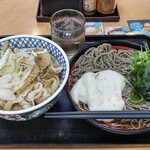 Yoshinoya - ねぎ塩豚丼(特盛)+冷やしとろろそば(特盛)