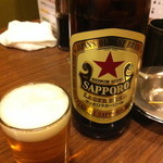串焼 文福 - サッポロ赤星の瓶ビール