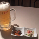 つぼ八 - 料理写真:樽生大ジョッキ ¥780- お通し ¥350- (2022/05/15) 