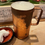 Sushidokoro Shintanaka - まずは生ビールでカンパイ♪