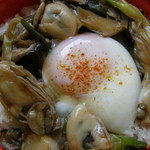 Nikuno Hanamasa - かきの卵とじ丼・・・価格に似合わず結構な数の「牡蠣」が！