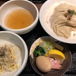 鴨出汁中華蕎麦 麺屋yoshiki - 塩つけ蕎麦＋浅利リゾット