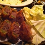 中川酒店 - ゴーヤの肉詰めフライはカラシとソースで