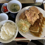 Tenen - 2022/06/08
                        おとこ定食 680円
                        ✴︎餃子2人前、唐揚げ3個、ライス、スープ、漬物