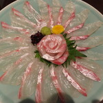 炉端炭火ダイニング海 - 2022年の｢季節の会席料理｣瀬戸桜鯛薄造り大皿盛り