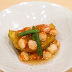 川田 - 2022.6 賀茂茄子の揚げ出し 車海老餡 インゲン豆