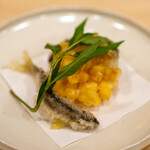 川田 - 2022.6 琵琶湖産稚鮎と玉蜀黍の天ぷら