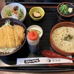 Otafuku - 能登産豚ソースカツ丼、1,100円＋小ざるうどん、330円