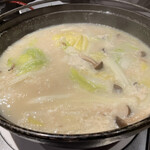 日本料理 三喜屋 - 豆乳スープで頂きます。