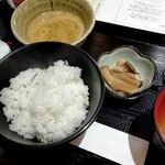 とんかつ六角箸 - ご飯おかわりとエリンギとしめじのメンマ