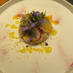 Cucina Futamura - 甘えび　ホタテのタルタル　海ブドウ　上にカラスミ