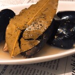Mussels steamed in herbed wine