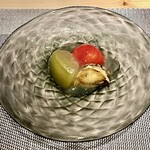 すし みむろ - 蒸鮑 冬瓜 ミディトマト