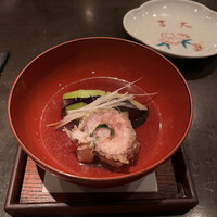 並木橋なかむら - 茄子と鯵の梅肉巻きの揚げ出し