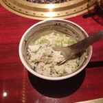 肉の匠 将泰庵 - ⑪肉茶漬け　まぜまぜしたところ