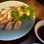 吾作 - 鯖のお造りをお代わり（笑）炙ってくれました。