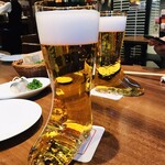 Ginza Raion - ブーツグラス、綺麗な黄金色のビール