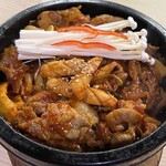 百濟 - 豚肉とイカの炒め物、石焼