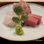 御料理 寺沢 - 星鰈､のどぐろの炙り､本鮪のトロの三種盛